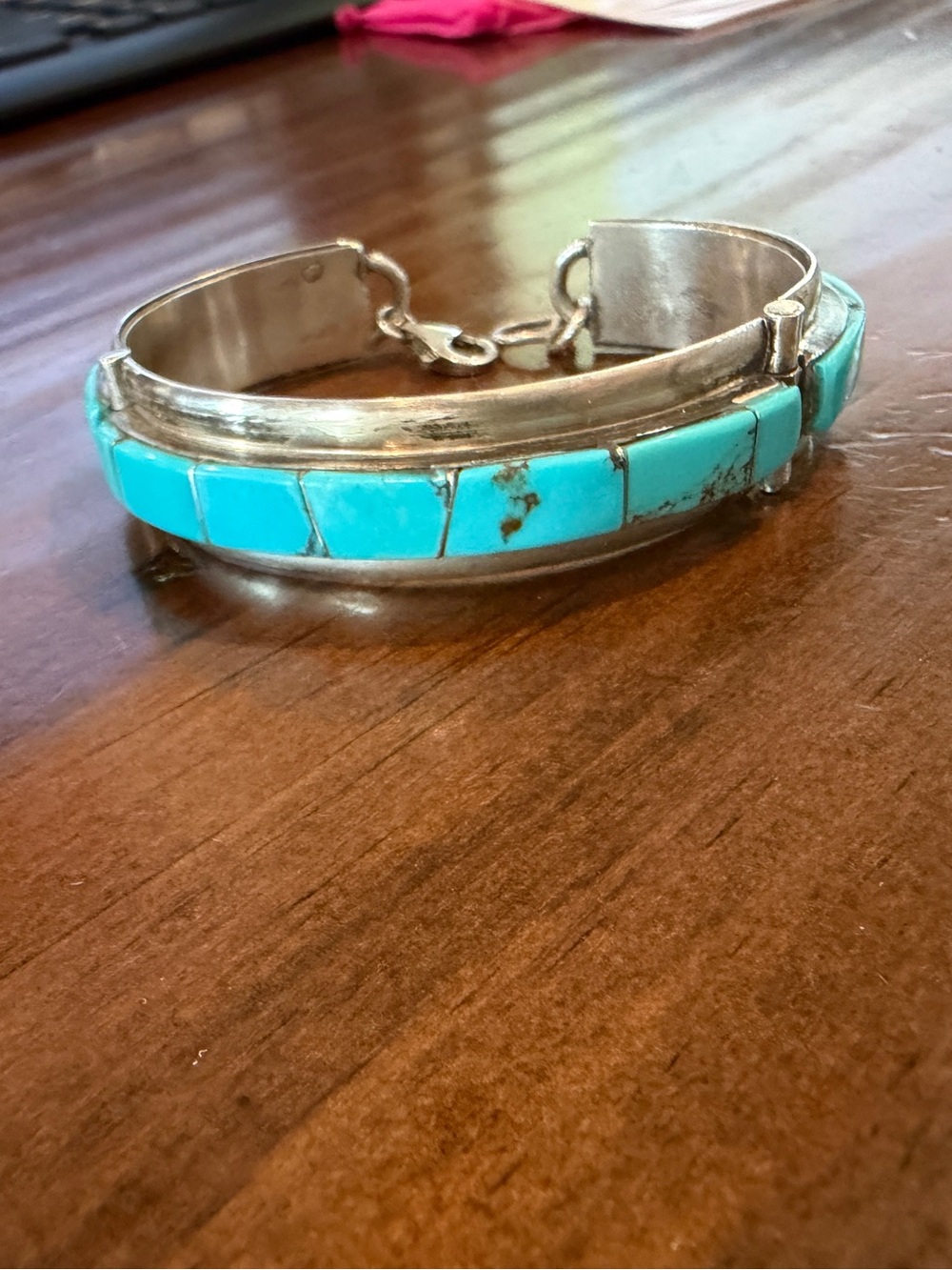 Avery Norton Navajo Sterling Silver Kingman Turquoise Inlay Bracelet